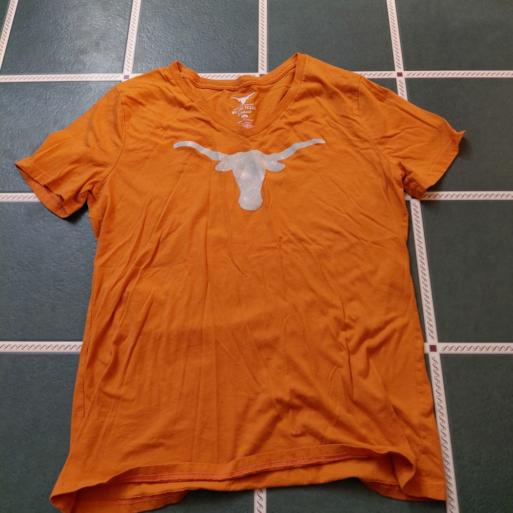 NCAA Orange V-Neck Tee with White Longhorn Logo